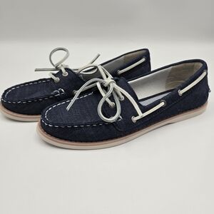 G.H. Bass & Co. Anchor Denim Navy Blue Slip On Loafers Shoes Womens Size 6.5